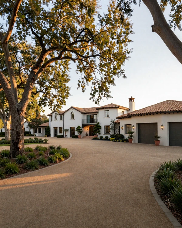 Rancho Santa Fe California gated equestrian estate with eucalyptus trees