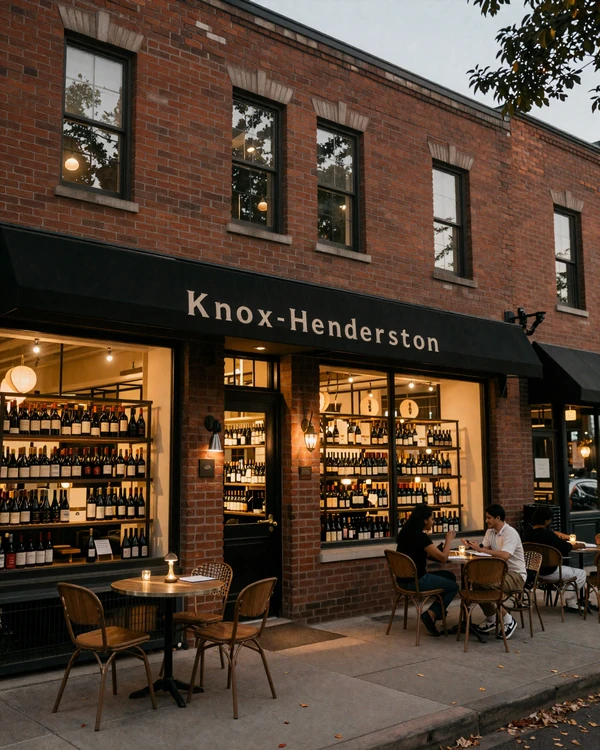 Knox-Henderson Dallas boutique wine bar district at dusk