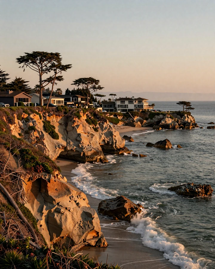 La Jolla Cove coastline at golden hour with Pacific Ocean cliffs representing San Diego luxury dating lifestyle