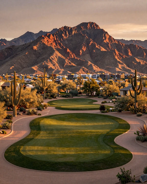 Desert Mountain North Scottsdale luxury golf community at sunset