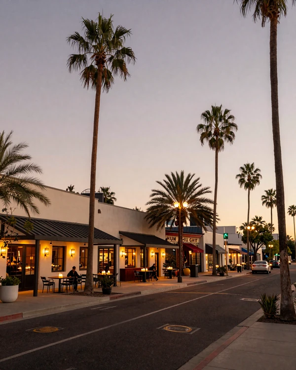 Old Town Scottsdale upscale district at dusk