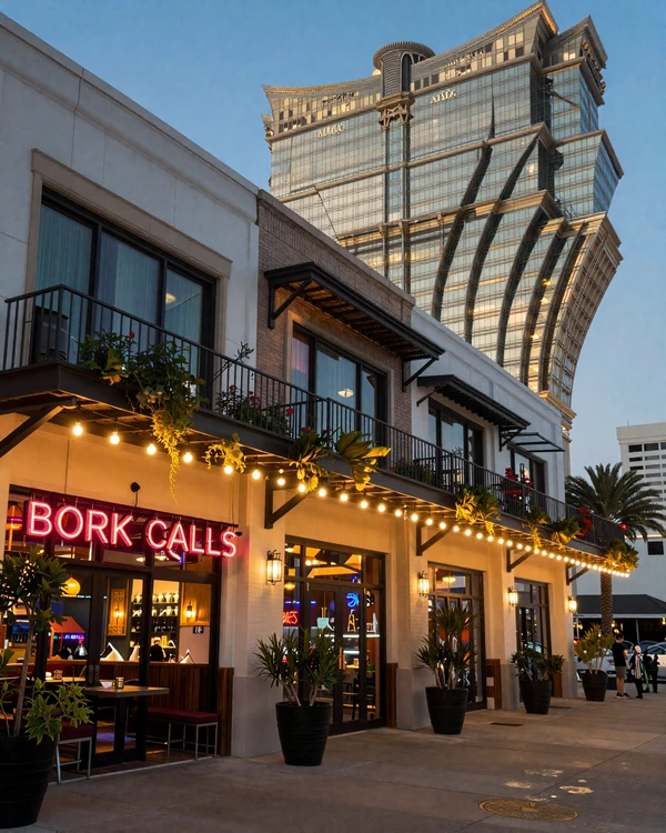 Downtown Arts District in Las Vegas at dusk with boutique cocktail lounges