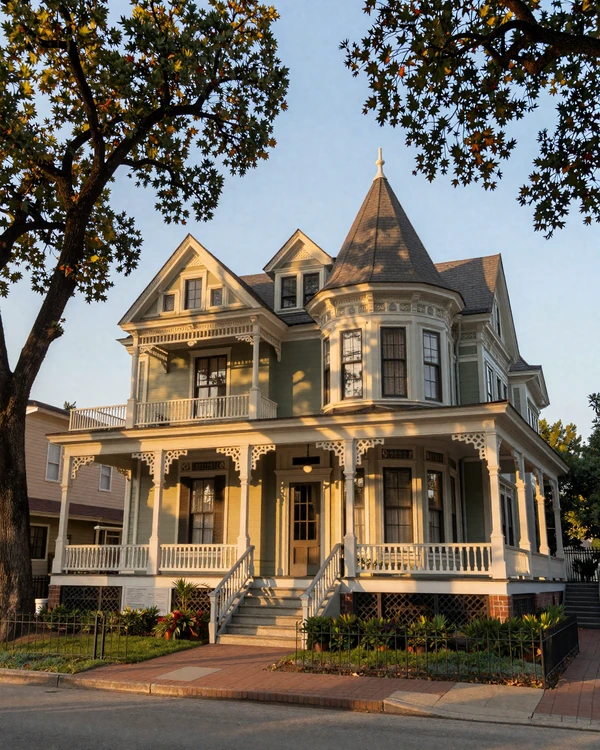 King William Historic District Victorian mansion with wraparound porch