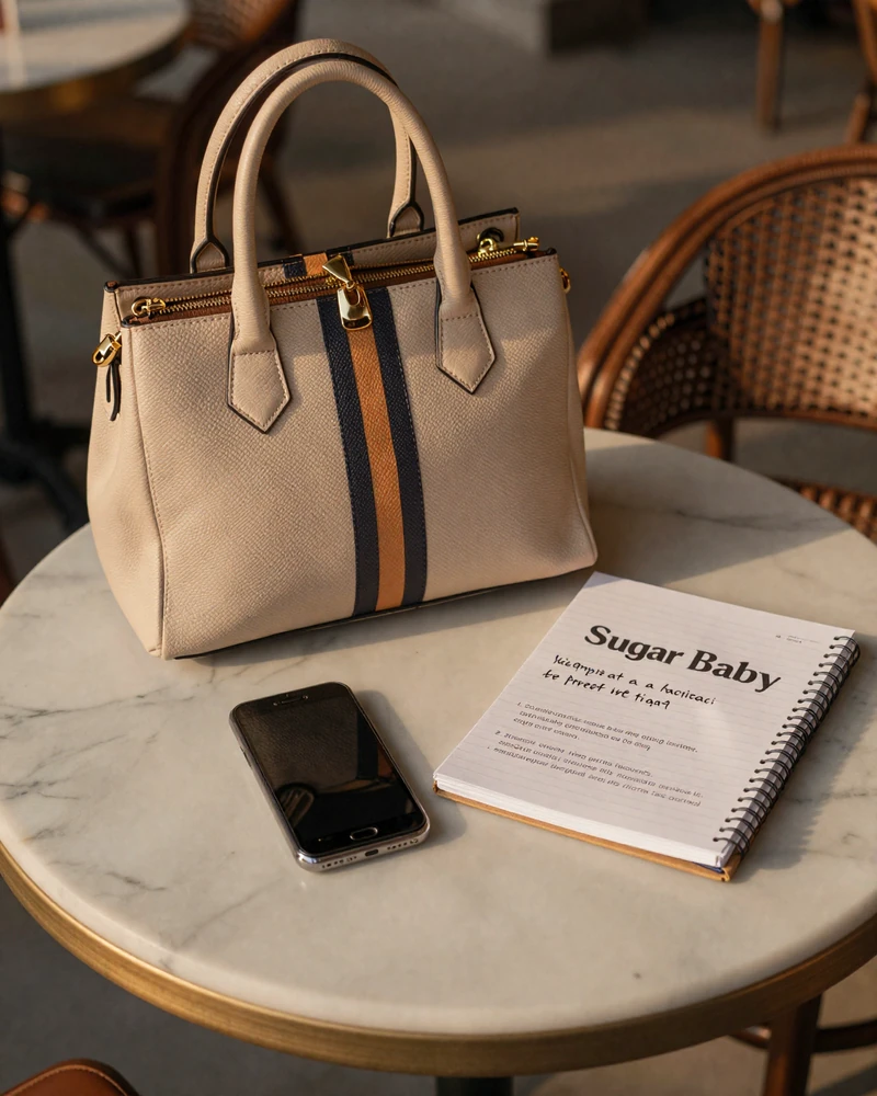Editorial still life of smartphone and personal items representing sugar baby safety practices in San Antonio