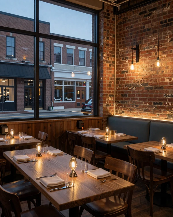 Germantown Nashville fine dining restaurant interior with banquette seating