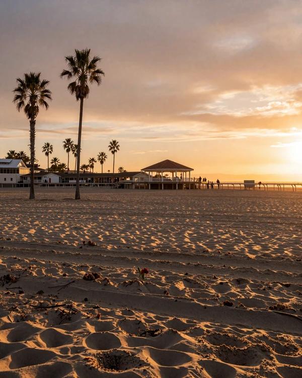 Del Mar beachfront with racetrack pavilion representing San Diego coastal affluence
