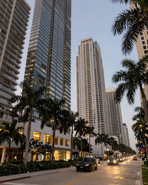 Brickell Miami financial district skyline at twilight