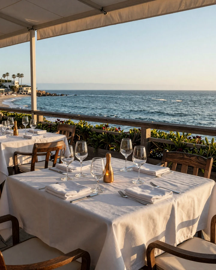 La Jolla cliffside fine dining terrace with Pacific Ocean view representing premium San Diego sugar dating venues