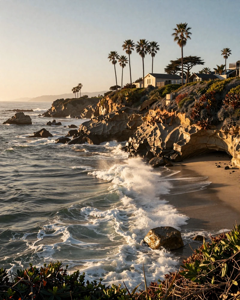 La Jolla coastline at golden hour with Pacific Ocean cliffs representing the sugar baby San Diego setting
