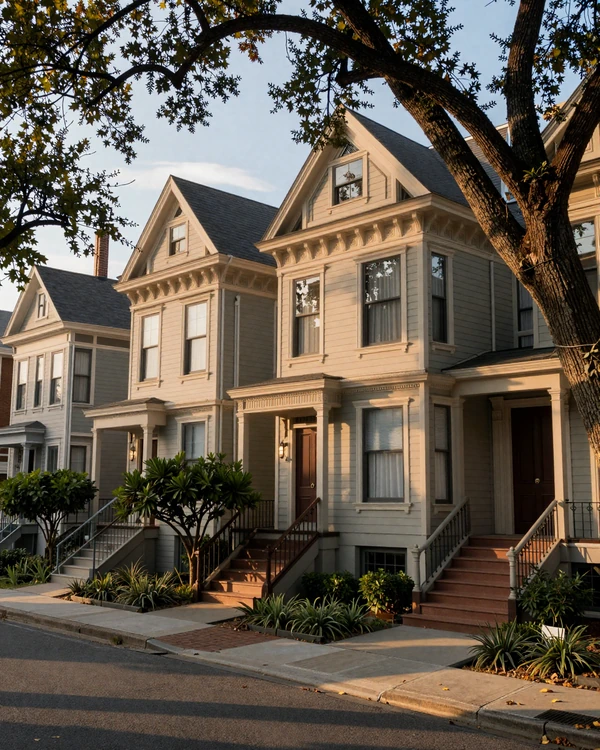 Inman Park historic Victorian neighborhood at golden hour