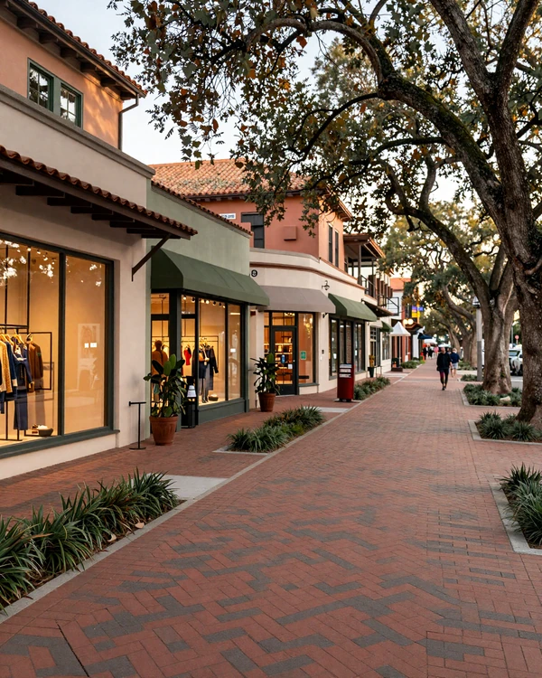 Winter Park Park Avenue brick street with oak trees