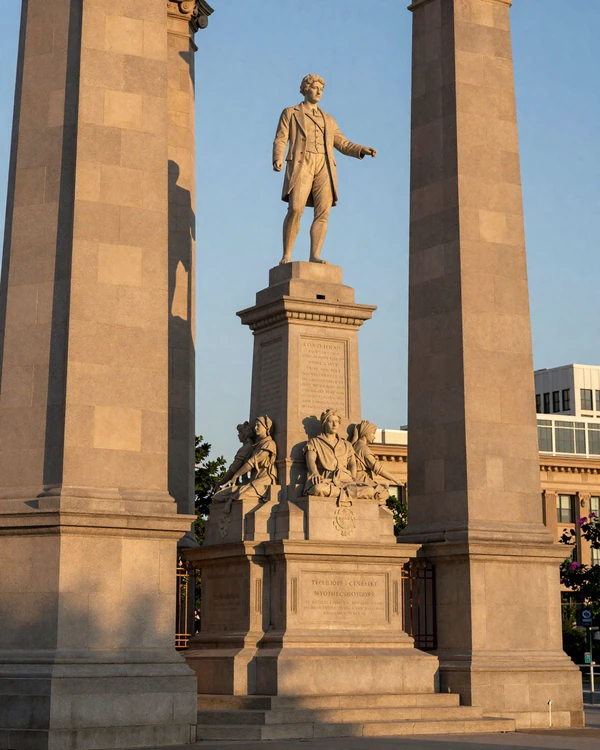 Downtown Indianapolis Monument Circle at golden hour